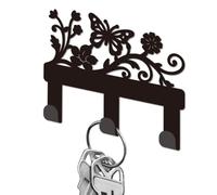 DELORIGIN Butterfly Flower Metal Key Holder for Wall Mini Key Hook Organizer Rack Key Hangers Wall Decorative with 3 Hooks for Entryway Front Door Hallway Kitchen Office Bag Clothes Key Hanging