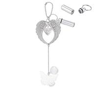 DELORIGIN Butterfly Glass Car Hanging Ornaments Urn Sun Catcher Car Rear View Mirror Accessories Keepsake Memories Urn Keychain with Wings and Hearts Pendant Charm for Human Pet Ashes
