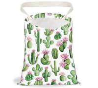 DELORIGIN Cactus Print Car Trash Bag Hanging Garbage Bag with Snap Buttons Back Seat Trash Storage Portable Dustbin for Women Man Car Interior Accessories Travel Camping Kitchen