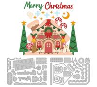 DELORIGIN Candy House Cutting Dies Gingerbread House Card Making Die Stencil Carbon Steel Die Cuts Scrapbooking Embossing Template for Christmas Greeting Cards Album Party Invitation Envelope Decor