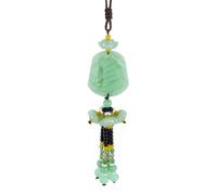 DELORIGIN Car Hanging Jade Decoration Feng Shui Pendant Car Rearview Mirror Charm Green Jade Tassels Hanging Ornament for Good Luck Safe Car Interior Hanging Accessories (Smooth Sailing)