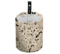 DELORIGIN Cartoon Cats Car Trash Can Waterproof Fish Cat Paws Garbage Can Car Seat Back Hanging Trash Bag Portable Camping Garbage Bin Storage Bag Collapsible Trash Container for Vehicle Kitchen