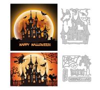 DELORIGIN Castle Witch Die Cuts for Card Making, Halloween Style Cutting Dies Carbon Steel Die Cuts Embossing Template Dies Stencils Scrapbooking for Halloween Craft Birthday Gift Decor Photo Album