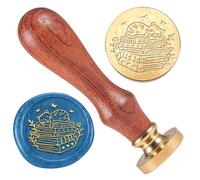 DELORIGIN Cat Book Wax Seal Stamp Embossed Stamp Sealing Vintage Elegant Removable 1" Brass Seal Wood Handle Wedding Invitations Envelopes Gift Packing Decoration Craft Adhesive Waxing
