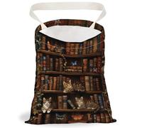DELORIGIN Cat Butterfly Book Car Trash Bag Bookshelf Hanging Garbage Bag with Snap Buttons Car Bin Back Seat Trash Storage Portable Waterproof Dustbin for Vehicle Accessories Travel Home Kitchen
