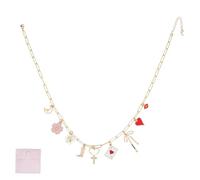 DELORIGIN Charm Necklaces Moon Paperclip Link Gold Chains Necklaces Cute Brass Heart Flower Boots Cross Charms Boho Sun Stars Pendants Handmade Jewelry Necklace for Womem Birthday Gift