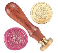 DELORIGIN Cherry Blossoms Wax Seal Stamp Embossed Stamp Sealing Vintage Elegant Removable 1" Brass Seal Wood Handle for Wedding Party Invitations Envelopes Gift Packing Cards Envelopes Decoration