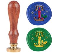 DELORIGIN Christmas Candles Wax Seal Stamp Vintage Embossed Stamp Sealing Removable 1" Brass Sealing Wax Head with Wooden Handle for Invitations Greeting Card Envelopes Craft Wine Gift Wrapping