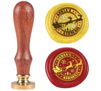 DELORIGIN Christmas Santa Claus Postmark Wax Seal Stamp Vintage Embossed Stamp Sealing Removable 1" Brass Sealing Wax Head with Wooden Handle for Invitations Greeting Card Envelope Wine Gift Wrapping