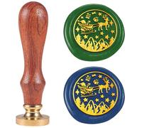 DELORIGIN Christmas Sleigh 1" Wax Seal Stamp Retro Sealing Stamps Removable Brass Head Seal Stamp with Wooden Handle Sealing Wax for Envelope Greeting Letter Christmas Invitations Gift Wrapping Decor