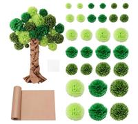 DELORIGIN Classroom Tree Bulletin Board Set DIY Cardboard Trees with 30pcs Paper Flowers Ball Double-Sided Adhesive for Party Wedding Home Outdoor Decor School Elementary Teacher Chalkboard