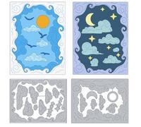 DELORIGIN Clouds Border Cutting Dies Sun Moon Pelicans Birds Card Making Die Stencil Carbon Steel Die Cuts Card Scrapbooking Embossing Template Dies for Greeting Paper Craft Album Invitation Decor