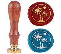 DELORIGIN Coconut Tree 1" Wax Seal Stamp Retro Sealing Stamps Removable Brass Head Seal Stamp with Wooden Handle Sealing Wax for Envelope Greeting Card Letter Wedding Invitations Gift Wrapping Decor