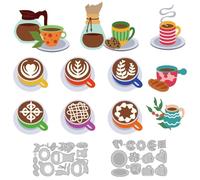 DELORIGIN Coffee Latte Art Cutting Dies Coffee Cup Card Making Die Stencil Metal Die Cuts Card Scrapbooking Embossing Template Dies for Greeting Cards Craft Paper Album Invitation Festive Decor
