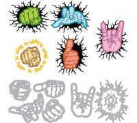 DELORIGIN Comics Fists Cutting Dies Hand Gesture Carbon Steel Die Cuts Stencils Blessing Card Scrapbooking Embossing Template Dies for Birthday Greeting Card Making Album Photo Decor