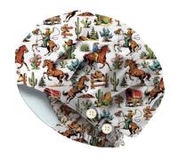 DELORIGIN Cowboy Ride Horse Bouffant Scrub Caps Cactus Elastic Nursing Doctor Surgeon Working Caps With 4 Button Sweatband Western Cotton Breathable Unisex Surgical Hats for Nurse Cooking Housework