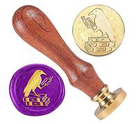 DELORIGIN Crow and Book Wax Sealing Stamp Vintage 1" Removable Brass Stamp Head with Wood Handle Bird Wax Stamp for Wedding Envelopes Party Invitations Wine Packages Greeting Cards Decoration