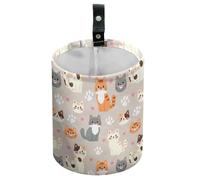 DELORIGIN Cute Cats Car Trash Can Kitten Paws Waterproof Garbage Can Car-Seat Back Hanging Trash Bag Portable Camping Waste Bin Storage Bag Collapsible Rubbish Container for Women Man Car 5.9"W,7.2" H