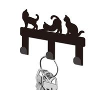 DELORIGIN Cute Cats Metal Key Holder for Wall Mini Key Hook Organizer Rack Key Hangers Wall Decorative with 3 Hooks for Entryway Front Door Hallway Kitchen Office Bag Clothes Key Hanging