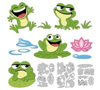 DELORIGIN Cute Frog Cutting Dies Card Making Die Stencil Carbon Steel Die Cuts Card Scrapbooking Embossing Template Dies for Greeting Cards Craft Paper Album Birthday Invitation Decor
