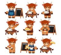 DELORIGIN Cute Highland Cattle Metal Cutting Dies Coffee Die Cuts Carbon Steel Stencils Scrapbooking Embossing Template Dies for Card Making Greeting Invitation DIY Craft Album Decor