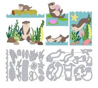DELORIGIN Cute Otter Waterweed Cutting Dies Card Making Metal Die Cut Stencils Scrapbooking Embossing Template Dies Supplies for DIY Paper Invitation Craft Photo Albums Gift Greeting Card Decor