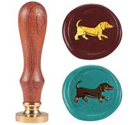 DELORIGIN Dachshund Wax Seal Stamp 1" Dog Vintage Sealing Stamps Removable Brass Head Seal Stamp with Wooden Handle for Envelope Greeting Card Wedding Invitations Wine Package Gift Wrapping
