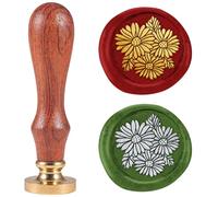 DELORIGIN Daisy Flower 1" Wax Seal Stamp Retro Sealing Stamps Removable Brass Head Seal Stamp with Wooden Handle Sealing Wax for Envelope Greeting Card Letter Wedding Invitations Gift Wrapping Decor
