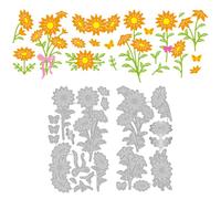 DELORIGIN Daisy Flowers Cutting Dies for Card Making, Plant Dies Carbon Steel Cut Die Border Stencils Scrapbooking Embossing Template for DIY Paper Craft Photo Album Card Diary Journals Decoration