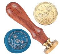 DELORIGIN Dandelion 1" Wax Seal Stamp Vintage Sealing Stamps Removable Brass Head Seal Stamp with Wooden Handle Sealing Wax for Envelope Card Letter Wedding Invitations Gift Wrapping Decor
