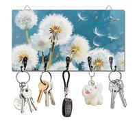 DELORIGIN Dandelion Key Holder Key Hooks Wall Mounted Wooden Key Racks with 5 Hooks Flower Key Storage Organizer House Key Hanger for Wall Decor Door Entryway Hallway Kitchen New Home Gift