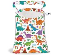 DELORIGIN Dinosaur Plant Strap Drawstring Car Trash Bag Hanging Garbage Bag with Snap Buttons Car Back Seat Trash Storage Portable Dustbin Vehicle Trash Can Bag for Vehicle Accessories Travel Camping