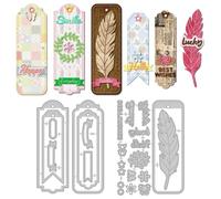 DELORIGIN DIY Label Feather Bookmarks Cutting Dies Card Making Die Stencil Metal Die Cuts Card Scrapbooking Embossing Template Dies for Greeting Cards Birthdays Craft Paper Album Invitation Decor