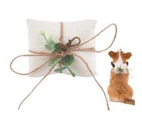 DELORIGIN Dog & Ring Bearer Wedding Ring Pillows with Alloy Clasp, Burlap with Leaf Old Lace Couple Storage for Engagement & Wedding Proposal, Pet Accessory for Ceremony Party
