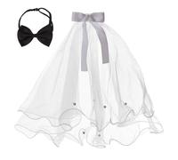 DELORIGIN Dog Wedding Veil & Collar, Adjustable Dog Bridal Dress Veil with Clip, Pets Bridegroom Bowtie Collar, Pet Wedding Costume Headwear Accessories for Party Valentine's Day Decoration