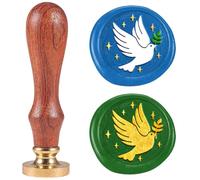 DELORIGIN Dove of Peace Wax Seal Stamp Vintage Pigeon Sealing Stamps 1" Removable Brass Head Seal Stamp with Wooden Handle for Greeting Card Wedding Envelopes Invitations Wine Wrapping