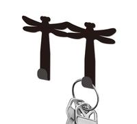 DELORIGIN Dragonfly Key Holder for Wall Mini Black Iron Key Hooks Wall Mounted Key Rack with 2 Hooks Small Key Hanger House Key Holder for Entryway Front Door Hallway Bathroom Bedroom Garden