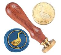 DELORIGIN Duck Wax Seal Stamp Embossed Stamp Sealing Removable 1" Brass Wax Seal Stamp Head with Wooden Handle Wedding Invitations Envelopes Gift Packing Decoration Craft Adhesive Waxing
