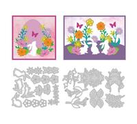 DELORIGIN Easter Bunny Die Cuts for Card Making, Rabbit Flower Carbon Steel Frame Die Cuts Cartoon Cutting Dies Scrapbooking Embossing Template Dies for Easter Gift Party Greeting Photo Album Paper
