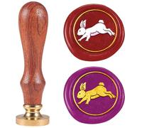 DELORIGIN Easter Bunny Wax Seal Stamp 1" Realistic Rabbit Removable Brass Seal Head with Wooden Handle Vintage Embossed Letter Sealing Wax Stamp for Easter Invitations Envelope Gift Packag Decorate