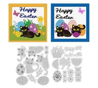 DELORIGIN Easter Cat Die Cuts for Card Making, Easter Egg Carbon Steel Frame Die Cuts Cartoon Cutting Dies Scrapbooking Embossing Flower Template Dies for Easter Gift Party Greeting Photo Album Paper