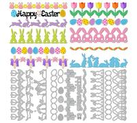 DELORIGIN Easter Elements Border Metal Die Cuts Bunny Carrot Card Making Carbon Steel Cutting Dies Eggs Tulip Scrapbooking Stencils Embossing Template for Greeting Card Invitation Photo Album Decor
