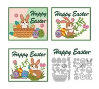 DELORIGIN Easter Elements Dies Cuts Easter Words Rabbit Carbon Steel Cutting Dies Card Making Stencils Template for DIY Embossing Scrapbooking Craft Paper Greeting Card Gift Album Paper Easter Decor