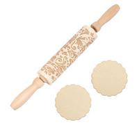 DELORIGIN Embossed Wooden Rolling Pin Flower Rattan 35cm Long Rolling Pin for Baking Biscuits 3D Pattern DIY Kitchen Tool Baking Accessories Homemade Bakery Pastry Cookie Fondant Dough Pizza