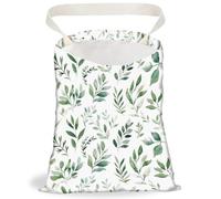 DELORIGIN Eucalyptus Leaves Print Car Trash Bag Portable Hanging Garbage Bag with Snap Buttons Back Seat Rubbish Storage Dustbin for Women Man Car Interior Accessories Kitchen Home Travel