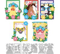 DELORIGIN Farm Animal Portraits Cutting Dies Card Making Die Stencil Metal Die Cuts Card Scrapbooking Embossing Template Dies for Greeting Cards Craft Album Invitation Festive Birthday Decor