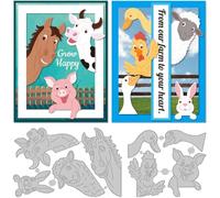 DELORIGIN Farm Animals Metal Cutting Dies Die Cuts for Card Making Decorative Embossing Stencils Dies Template for DIY Scrapbooking Photo Album Paper Cards Invitation Art Craft Party
