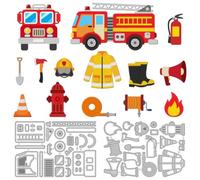 DELORIGIN Fire - Fighting Tools Metal Cutting Dies Fire Truck Die Cuts Carbon Steel Stencils Scrapbooking Embossing Template Dies for Card Making Greeting Invitation DIY Craft Album Decor