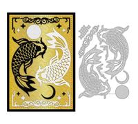 DELORIGIN Fish Metal Cutting Dies Yin and Yang Die Cuts for DIY Scrapbooking Decorative Embossing Stencils Dies Template Molds for DIY Card Making Photo Album Paper Cards Invitation Art Craft Party