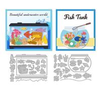 DELORIGIN Fish Tank Die Cuts, Carbon Steel Die Cuts Cutting Dies Frame Stencils Scrapbooking Embossing Template Dies for Card Making Party Greeting Embossing Invitation Photo Album